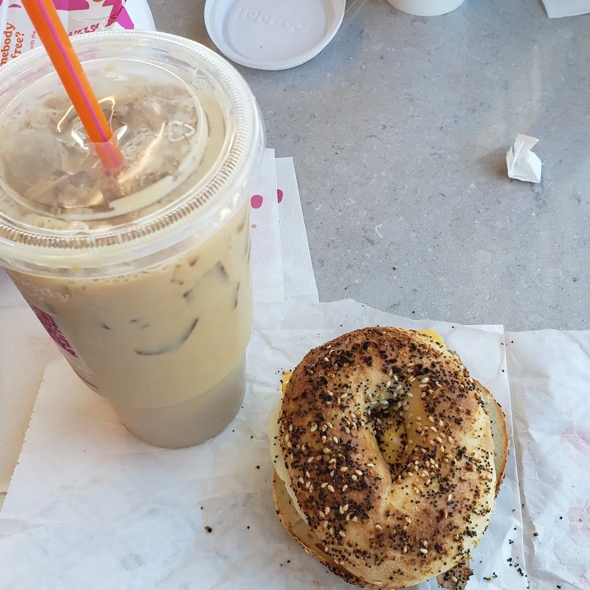 Ham Cheese and Egg Bagel with Butter