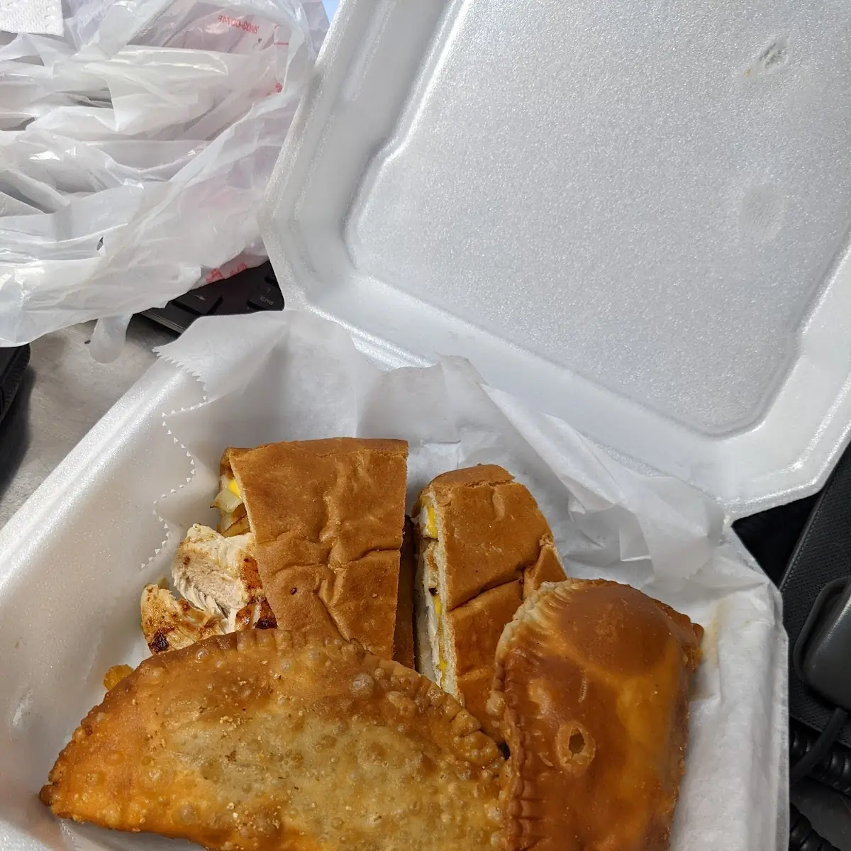 Grilled Chicken Sandwich & Beef Empanadas