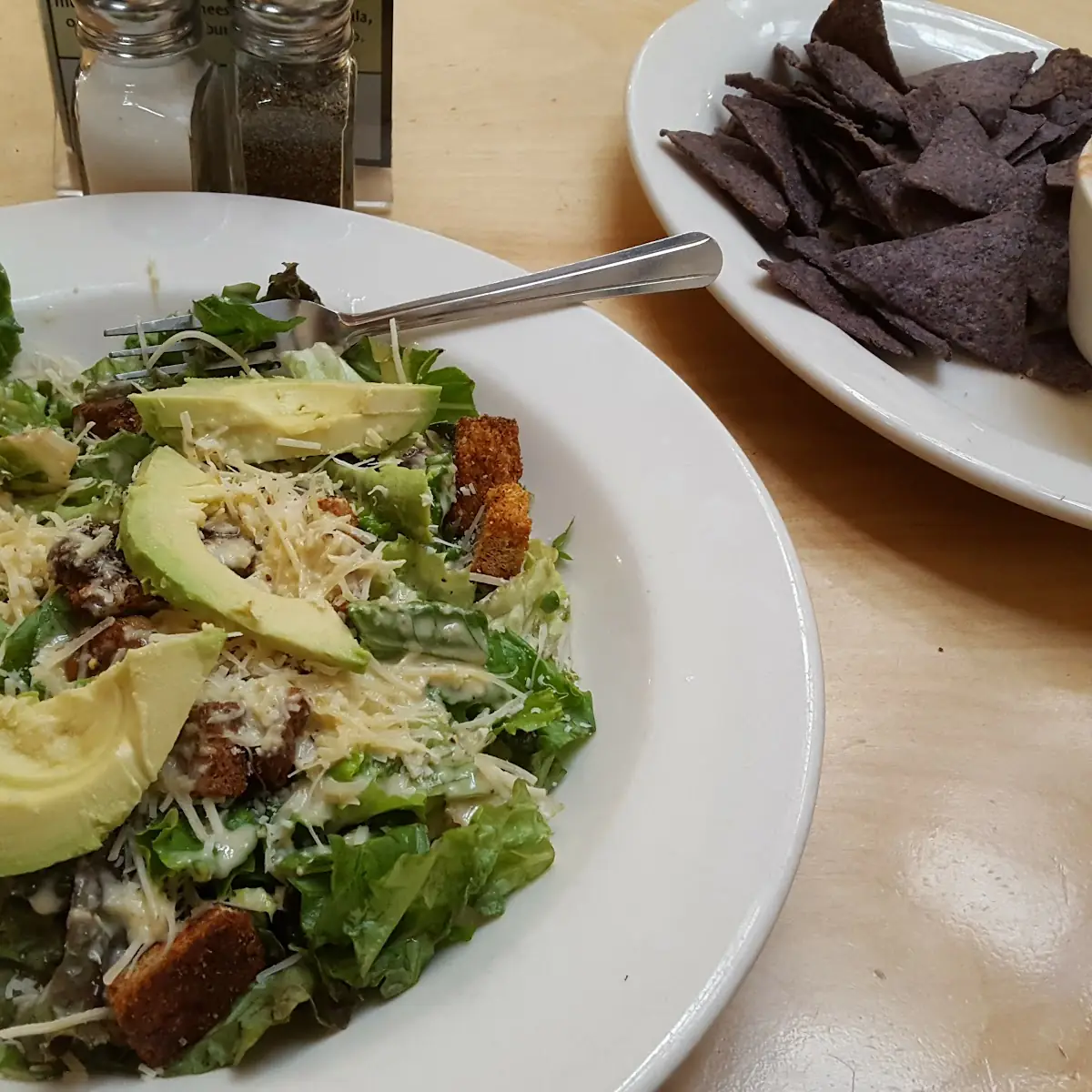 Natural Caesar Salad and Chips & Salsa