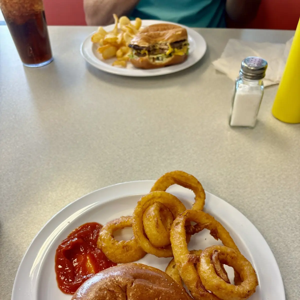 Double Cheeseburger and Onion Rings