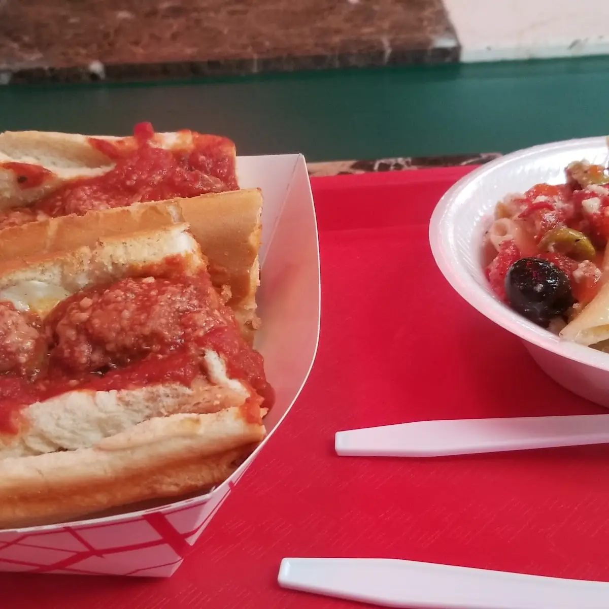 Meatball Sub with Pasta Salad