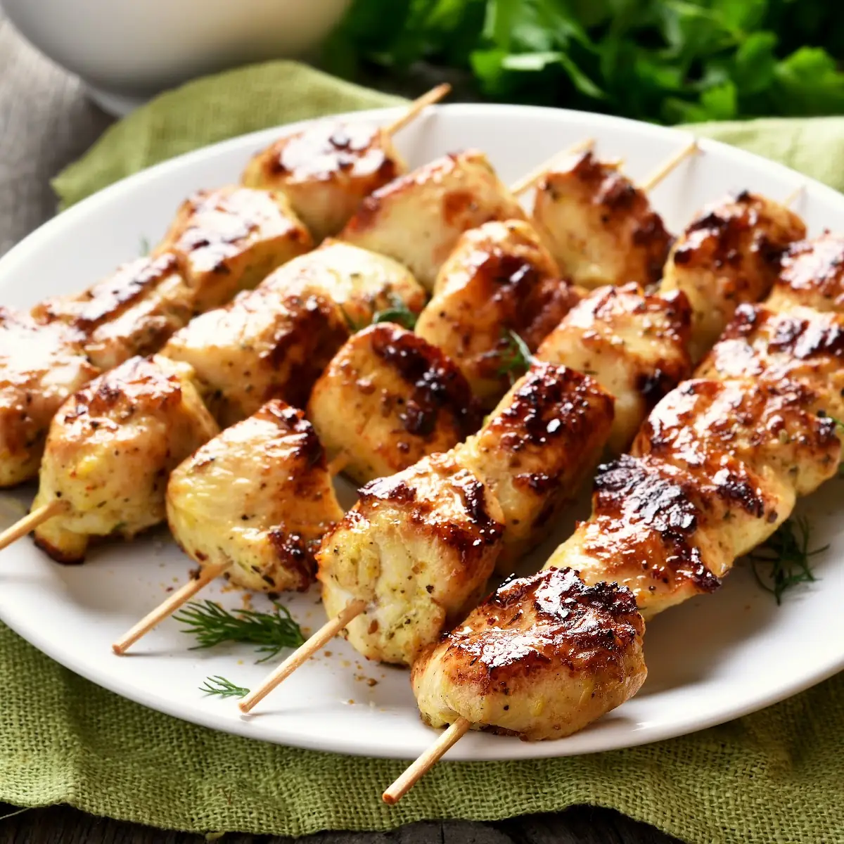 Grilled Chicken on Bamboo