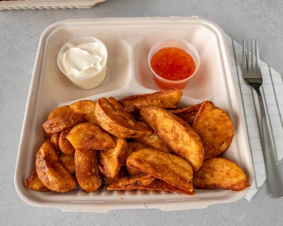 Wedges with Sweet Chilli and Sour Cream, St Germain Kebab
