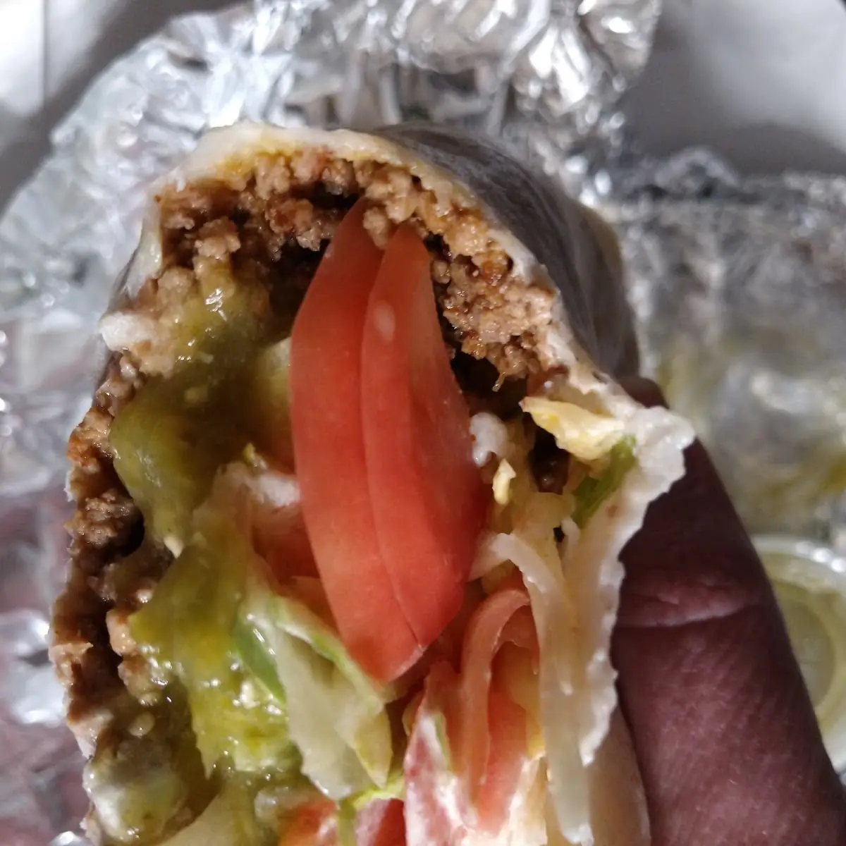 Ground Beef Burrito with Hot Sauce