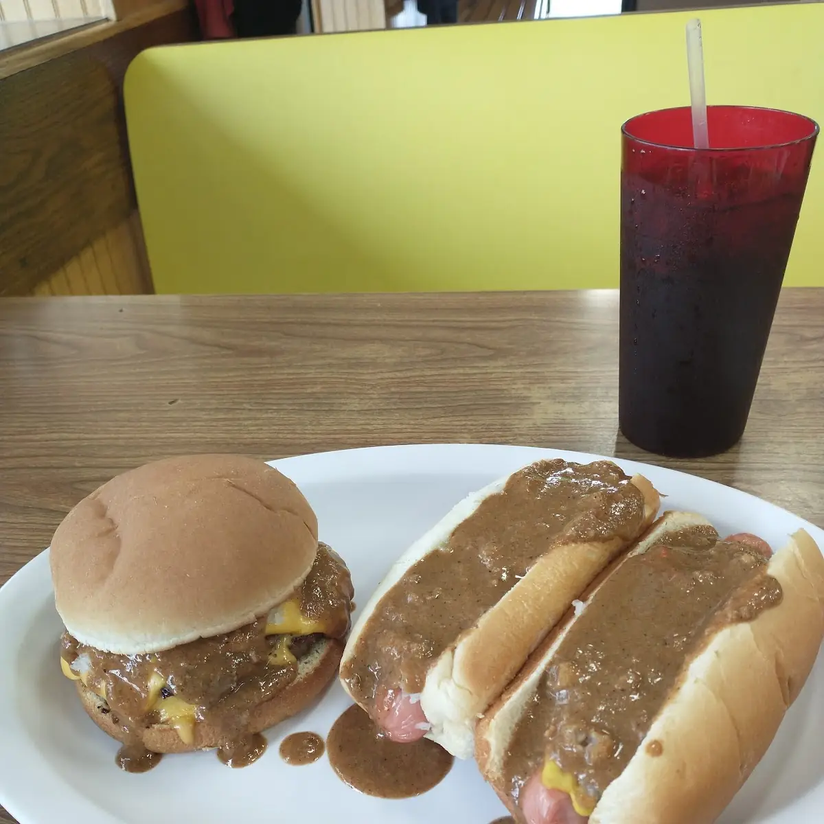 Two Texas Hot Dogs and Double Cheeseburger