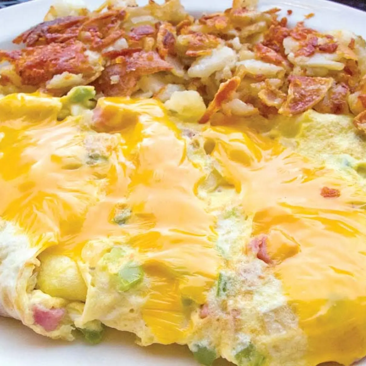 Meat and Cheese Omelette with Toast