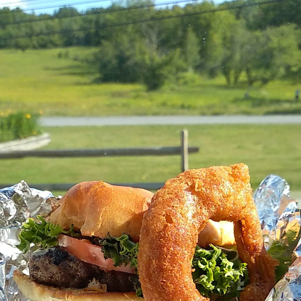 Cheeseburger and Onion Rings