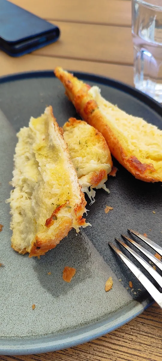Garlic Sourdough, Woodfired Mediterranean Grill & Cafe