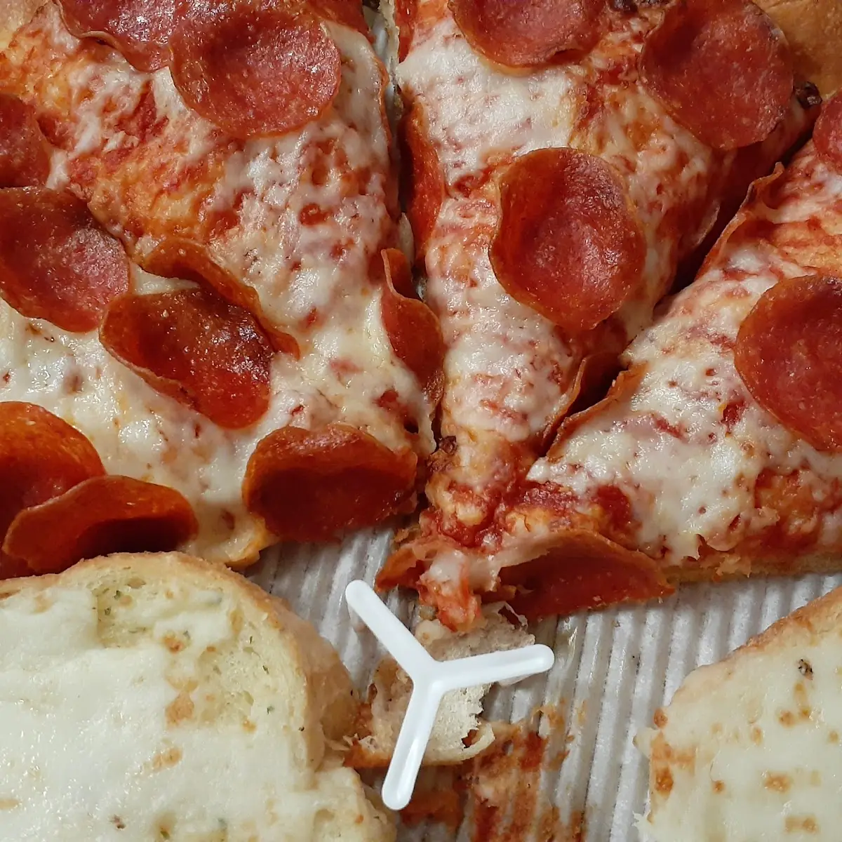 One Topping Pepperoni Pizza and Garlic Cheese Bread