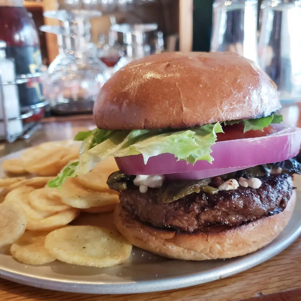 Goat Cheese and Poblano Pepper Burger