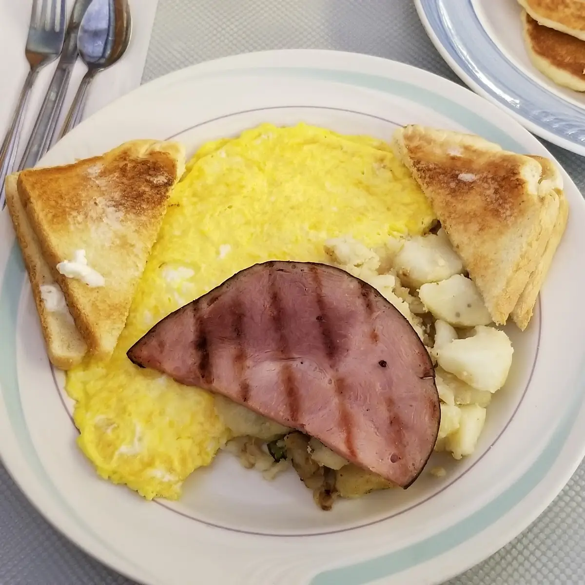 Three Cheese Omelette and Ham Steak