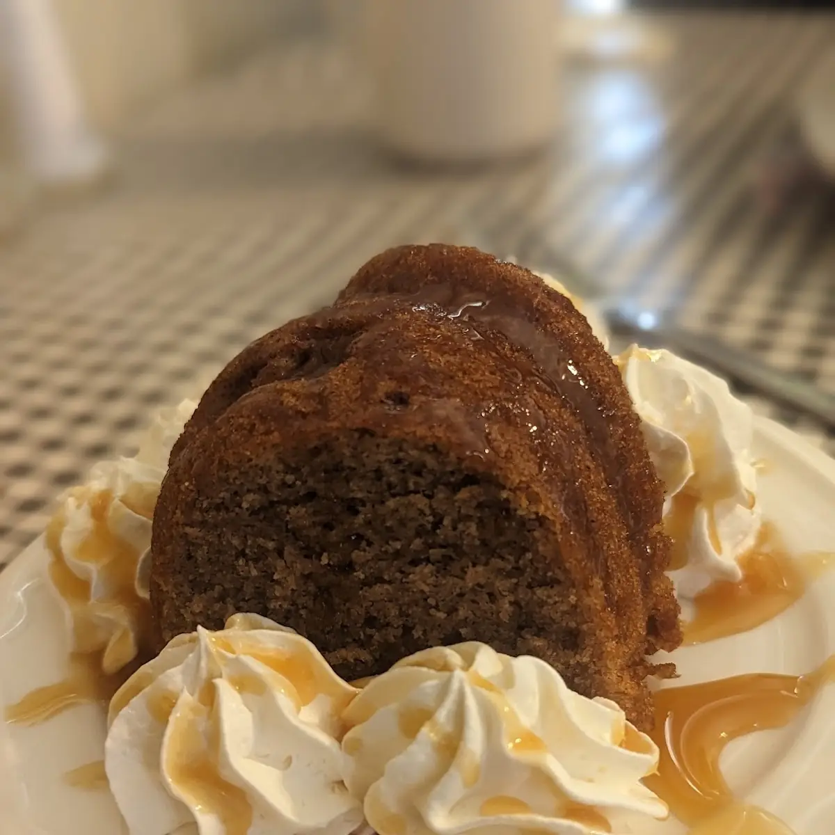 Chocolate Kahlua Bundt Cake with Whipped Cream