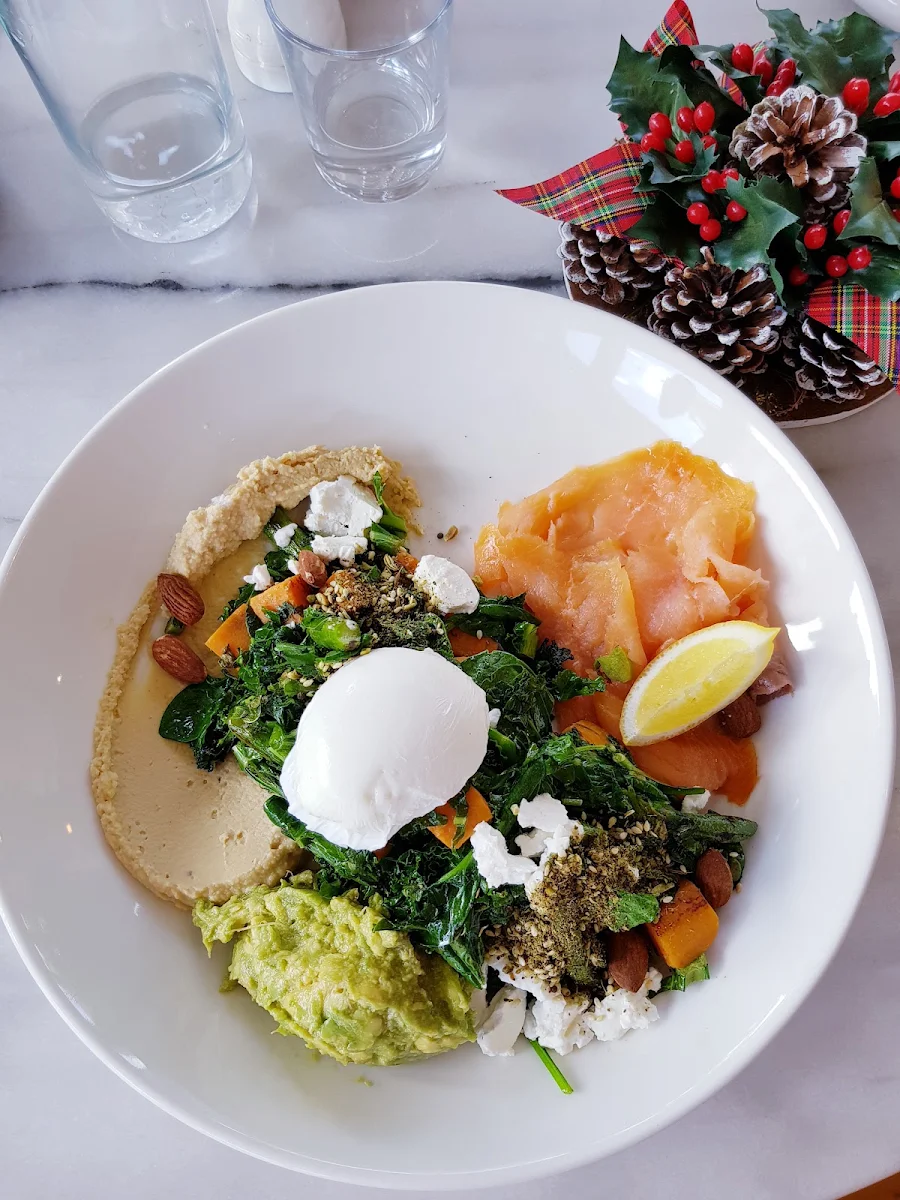 Charred Greens Poached Egg and Smoked Salmon, Heritage Wall