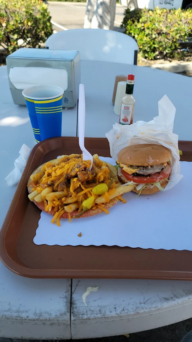 Chili Cheese Fries and Cheeseburger