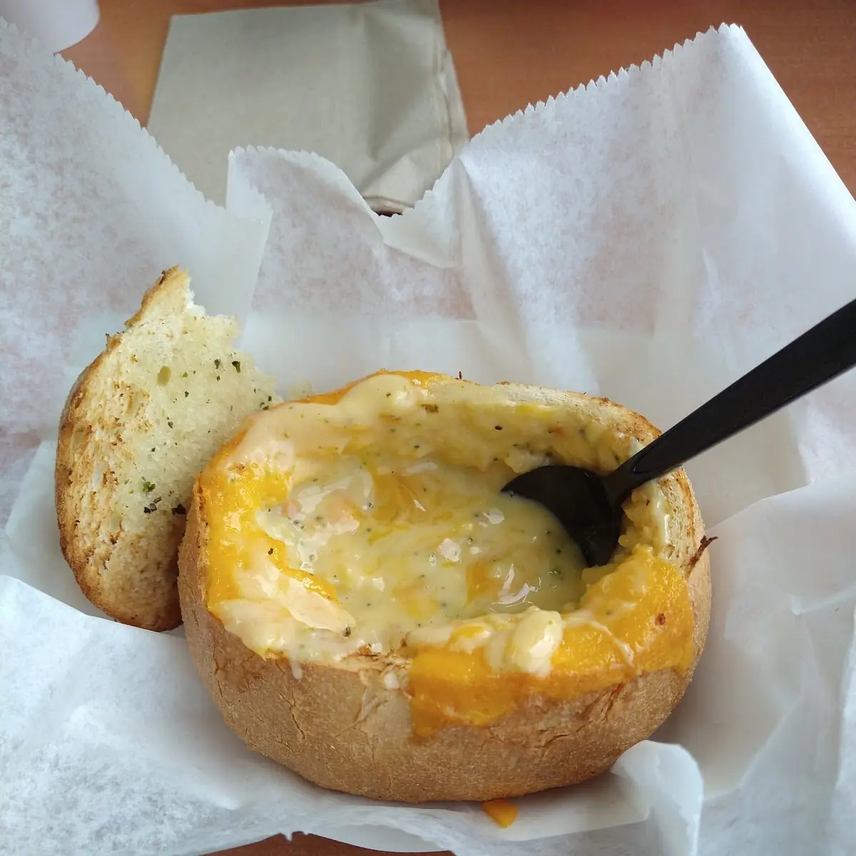 Broccoli Cheddar Soup in a Bread Bowl