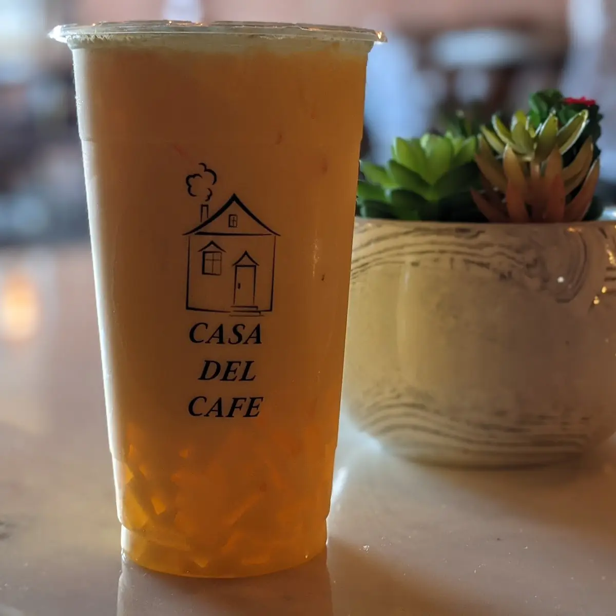 Mango Milk Tea with Coconut Jelly