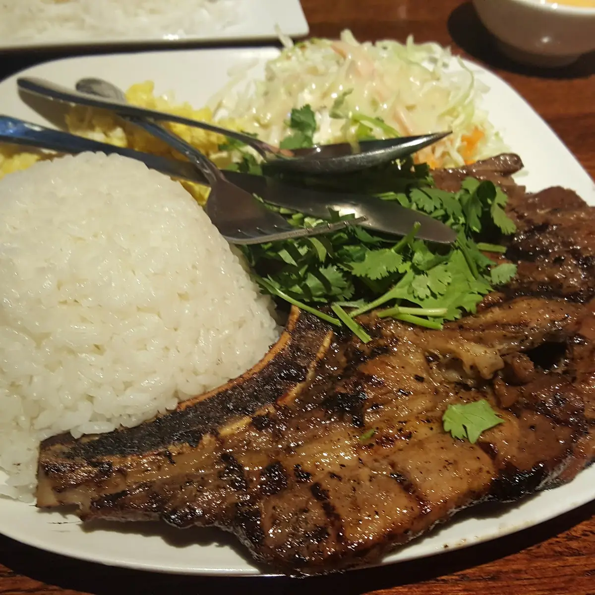 Lemongrass Charbroiled Pork Chop Rice Plate