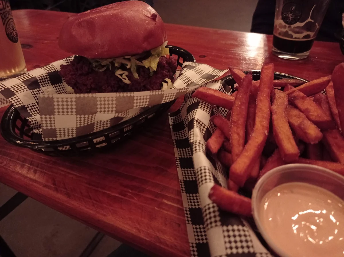 Chicken Burger and Sweet Potato Fries