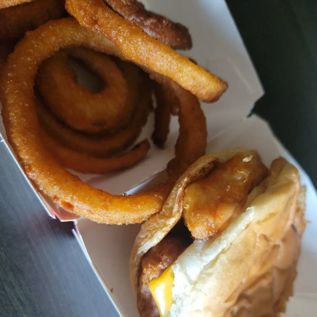 Cod Fish Sandwich and Onion Rings