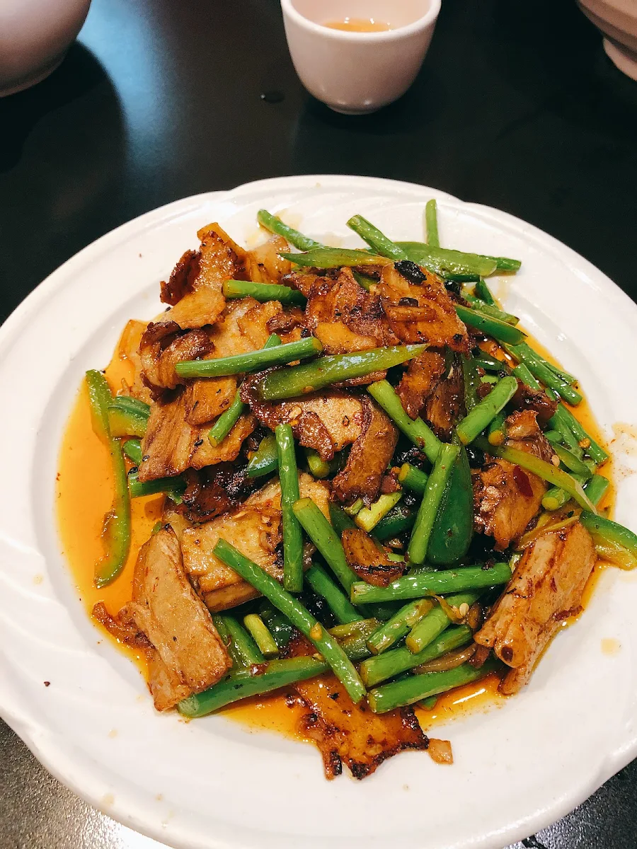 Twice Cooked Pork w Garlic Stems or w Pancakes or Country, Chengdu Spicy Restaurant