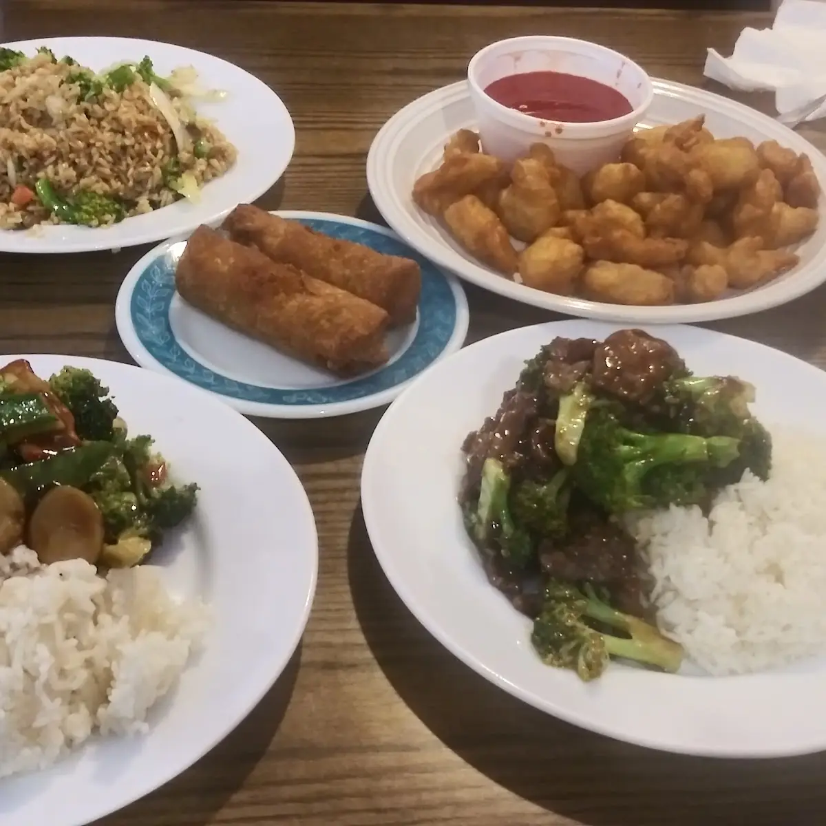 Egg Rolls Beef Broccoli Pork with Mixed Vegetables Vegetable Fried Rice