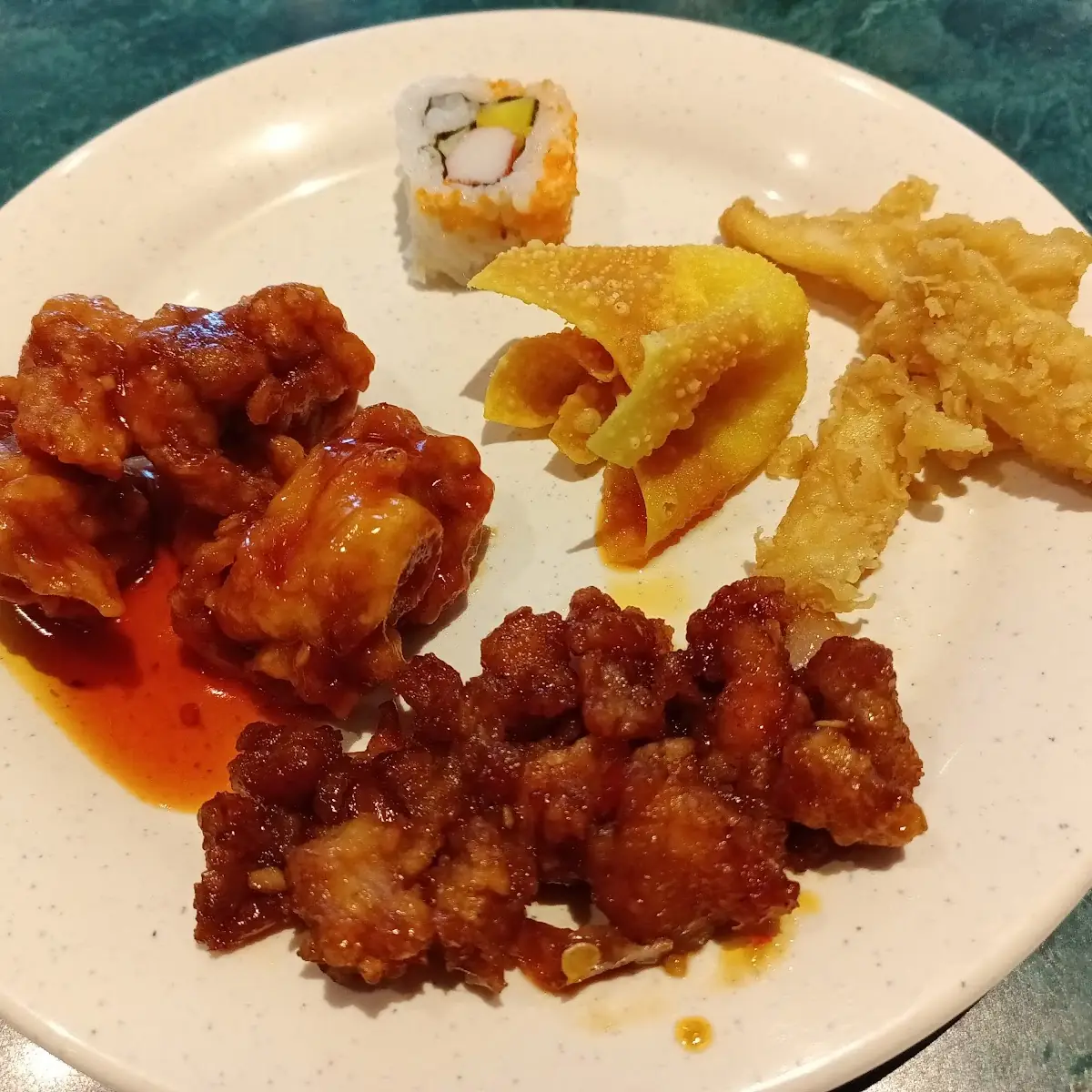 Chicken Crab Rangoon and Squid