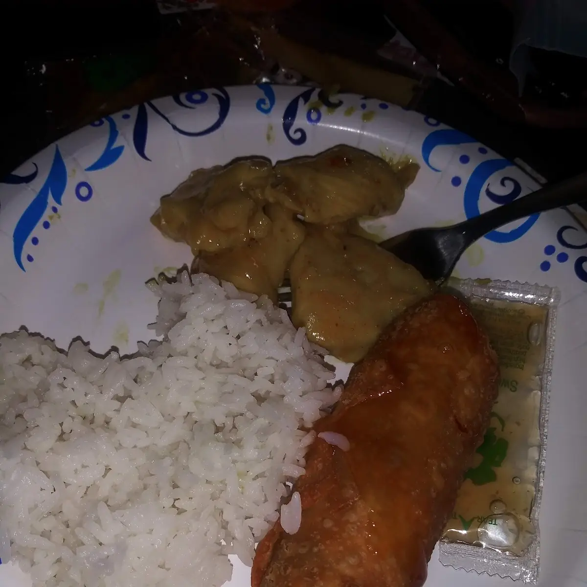 Curry Chicken Vegetable Egg Roll Steamed Rice