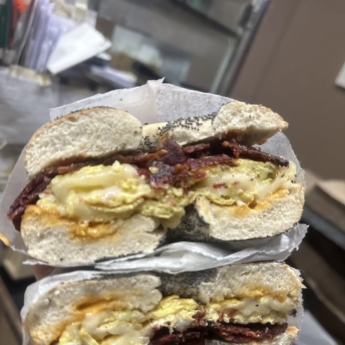 Bacon Egg and Cheese on an Everything Bagel