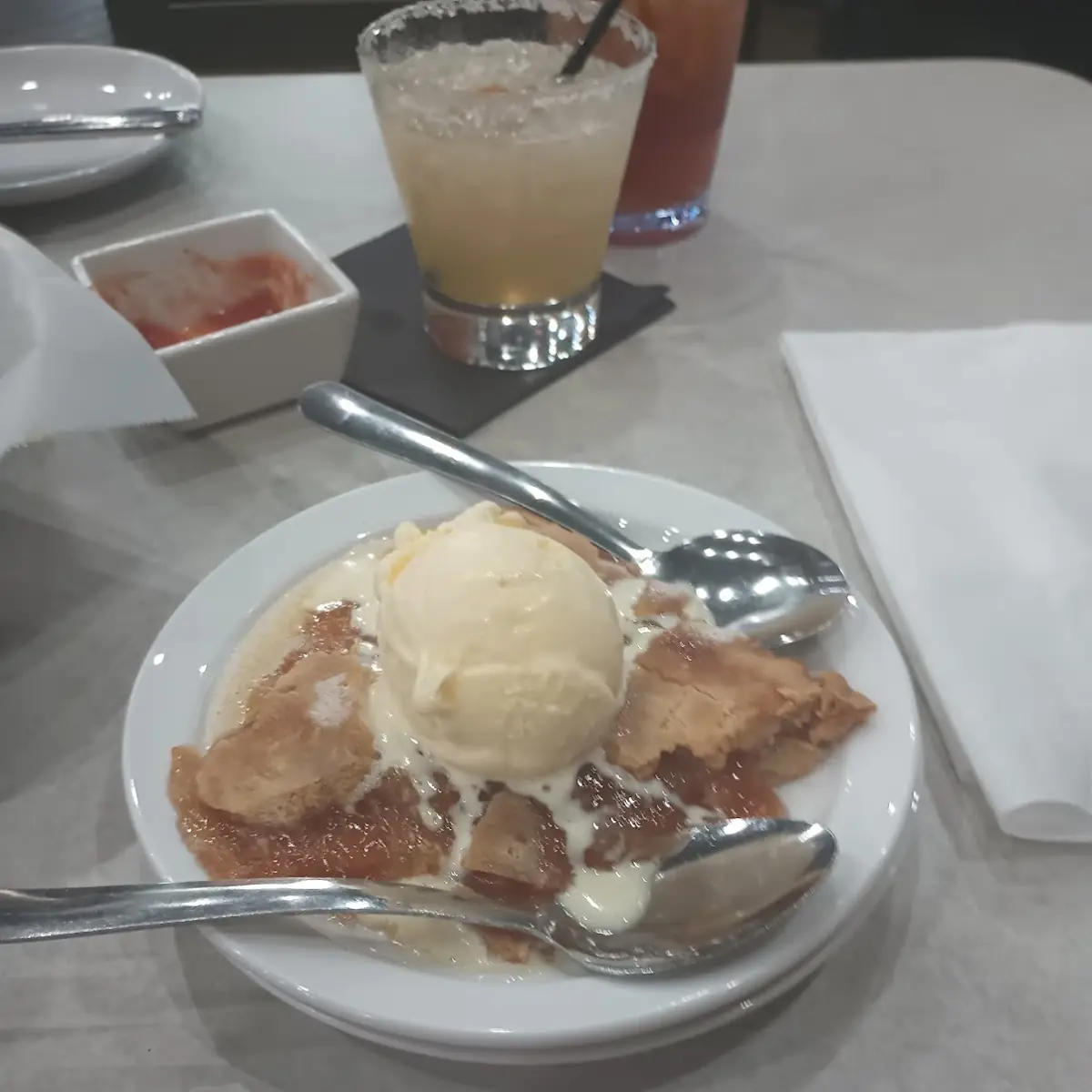 Apple Pie with Ice Cream and Brandy Sauce