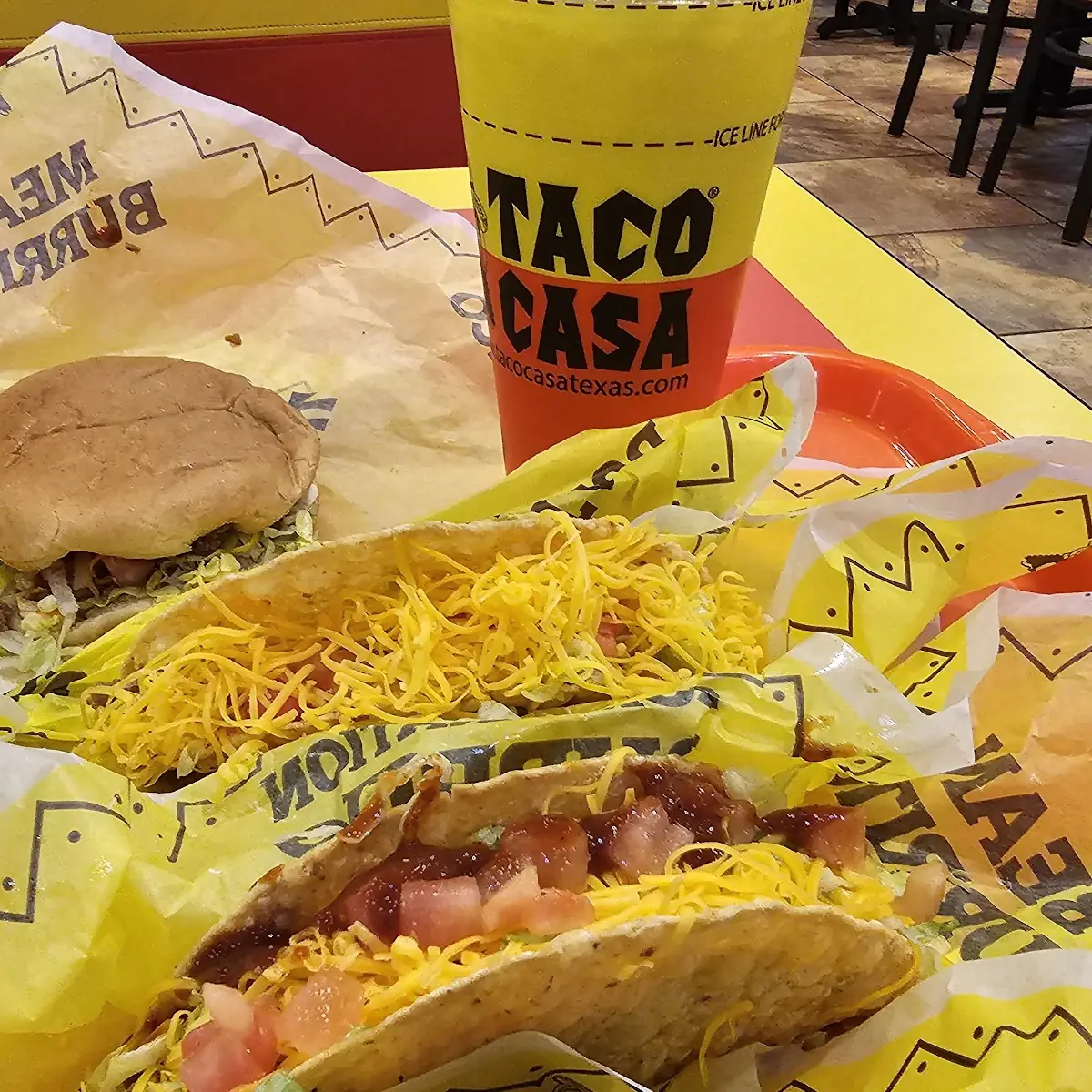 Crispy Taco and a Chili Burger