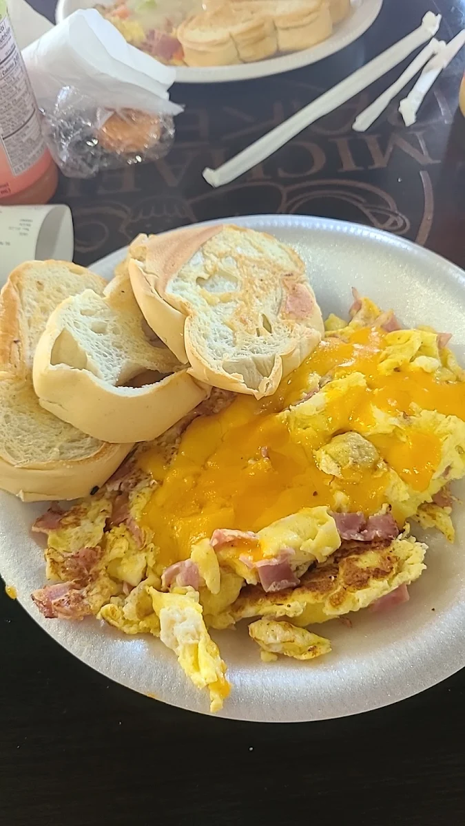 Scammed Eggs Ham Cheddar Cheese Toast