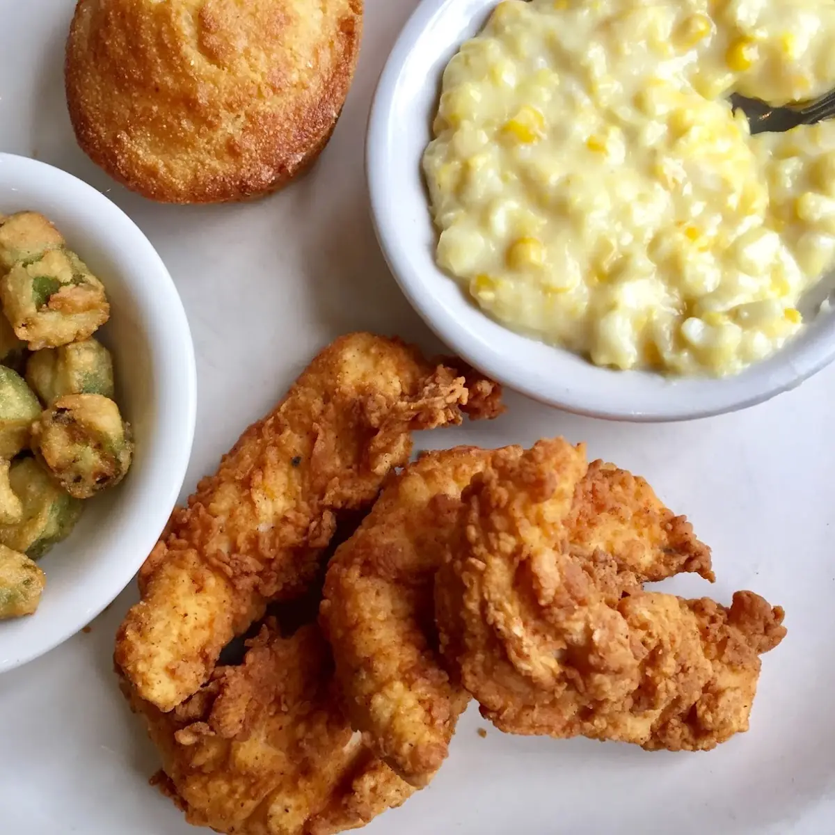 Side Garden Salad Mashed Potatoes Fried Okra