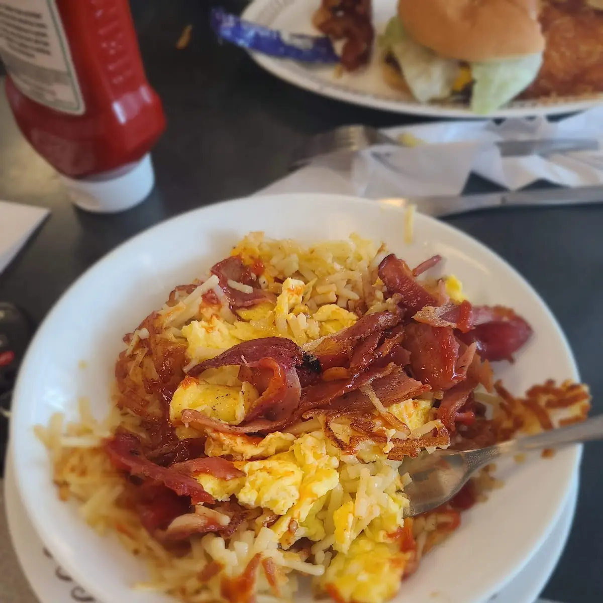 Hash Browns with Eggs and Bacon