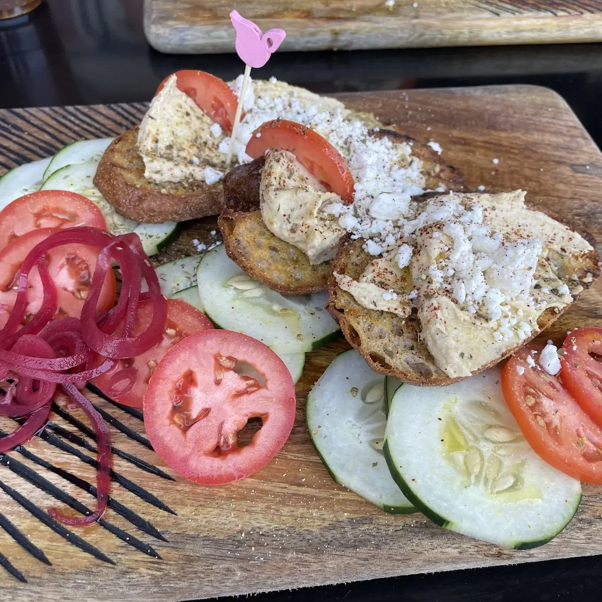 Hummus Toast on Rye
