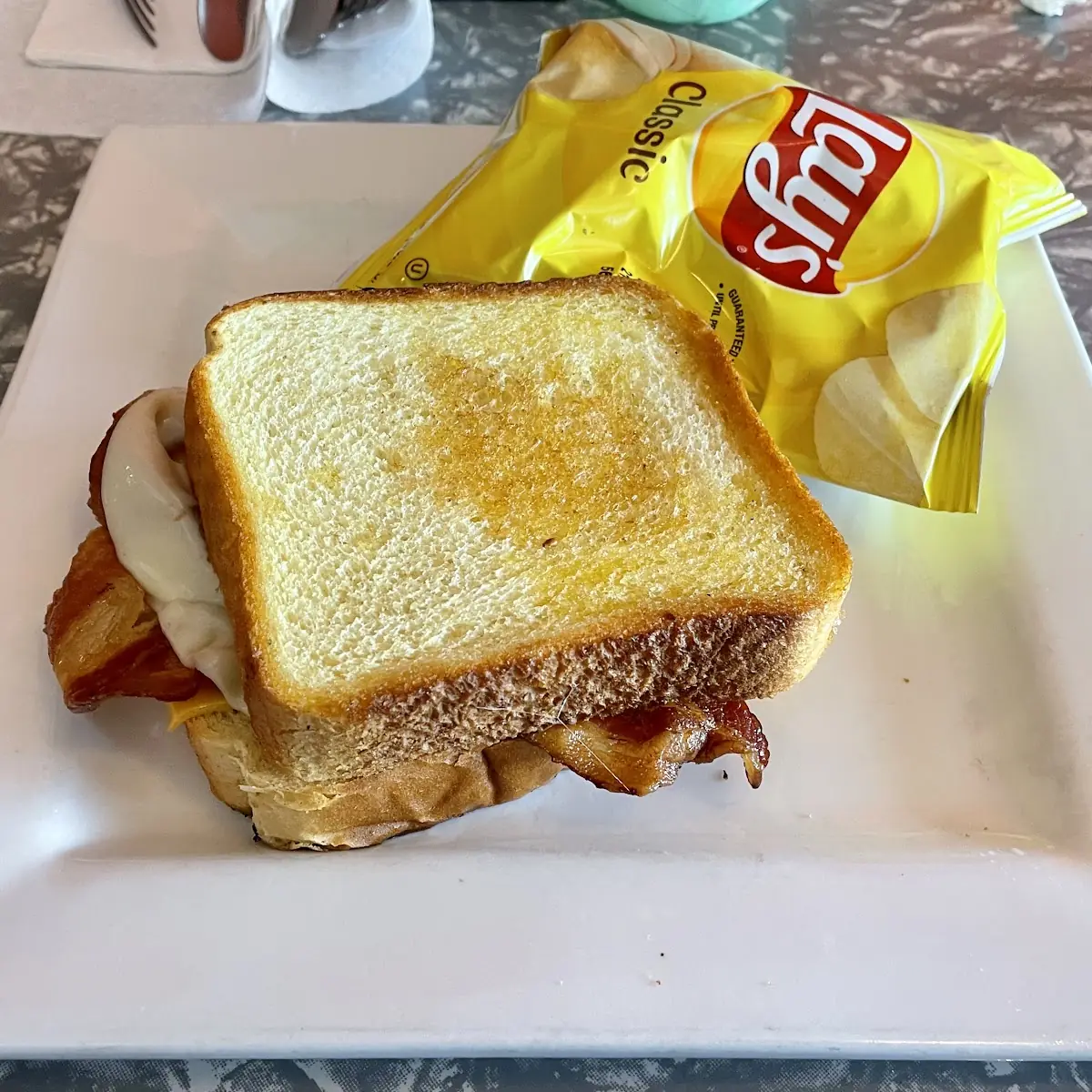 Grilled Cheese with Bacon and Chips