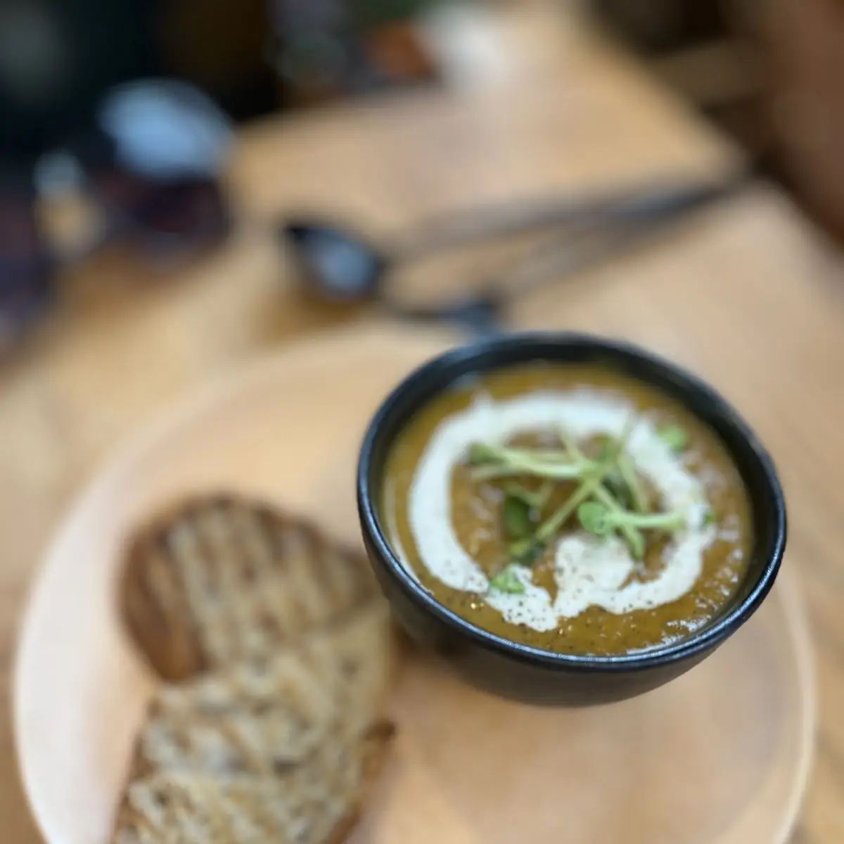 Half Fig Grilled Cheese and Cup Soup