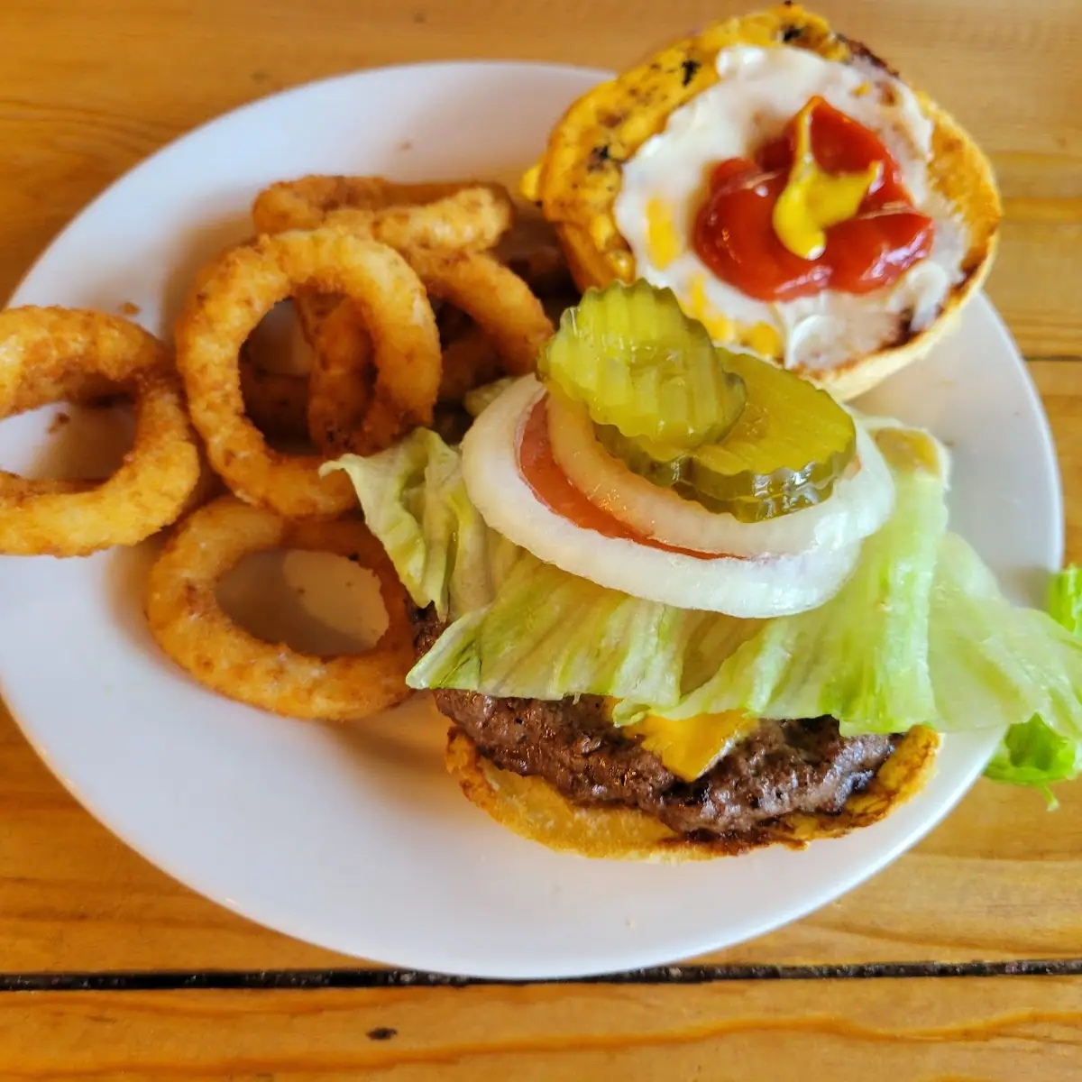 Cheese Burger with Onion Rings