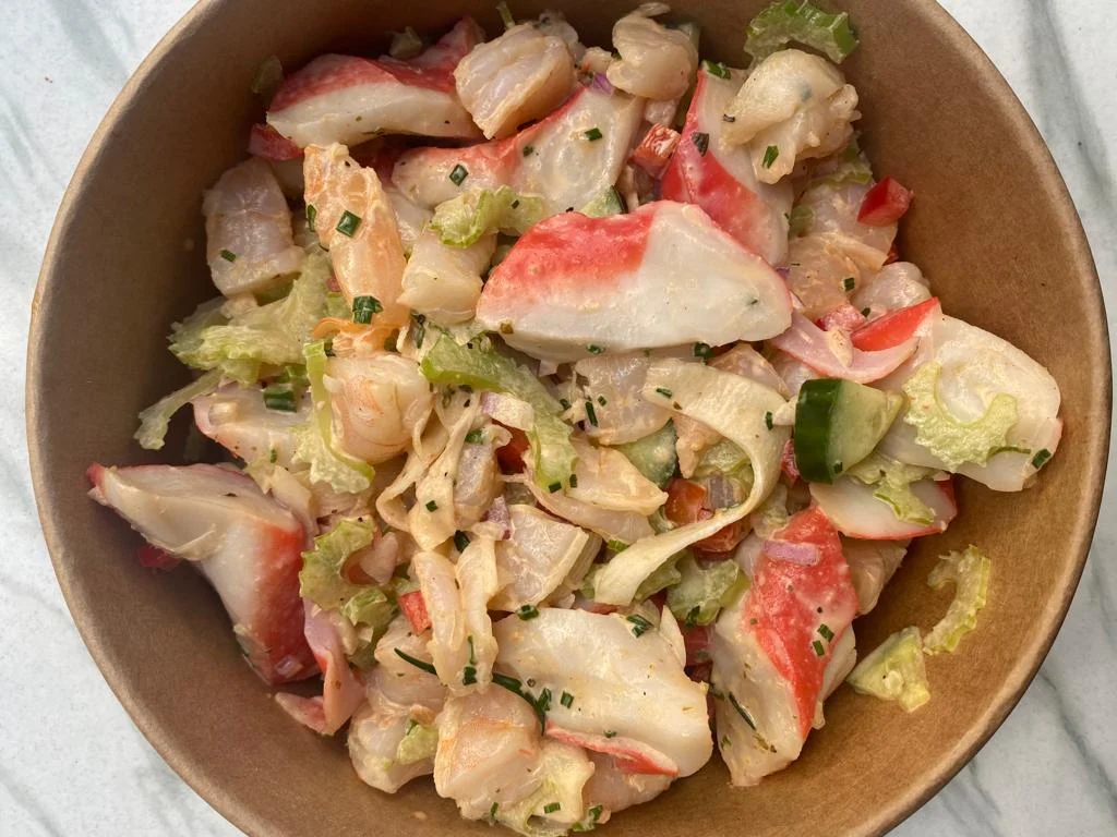 Seafood Salad Small, East Bank Fish n Chips