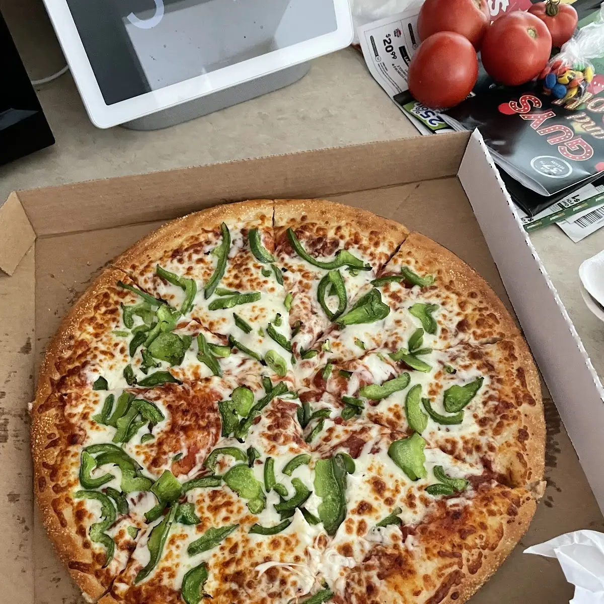 Cheese Pizza with Green Peppers
