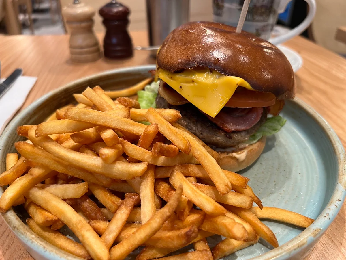 Beef Burger and Fries with Cheese, The Coffee Emporium