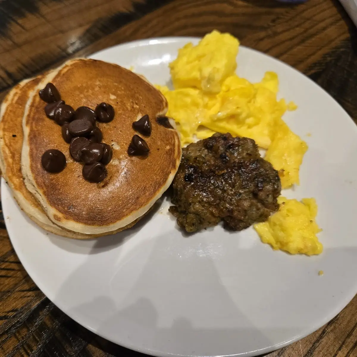 Pancakes and Scrambled Egg Breakfast Platter