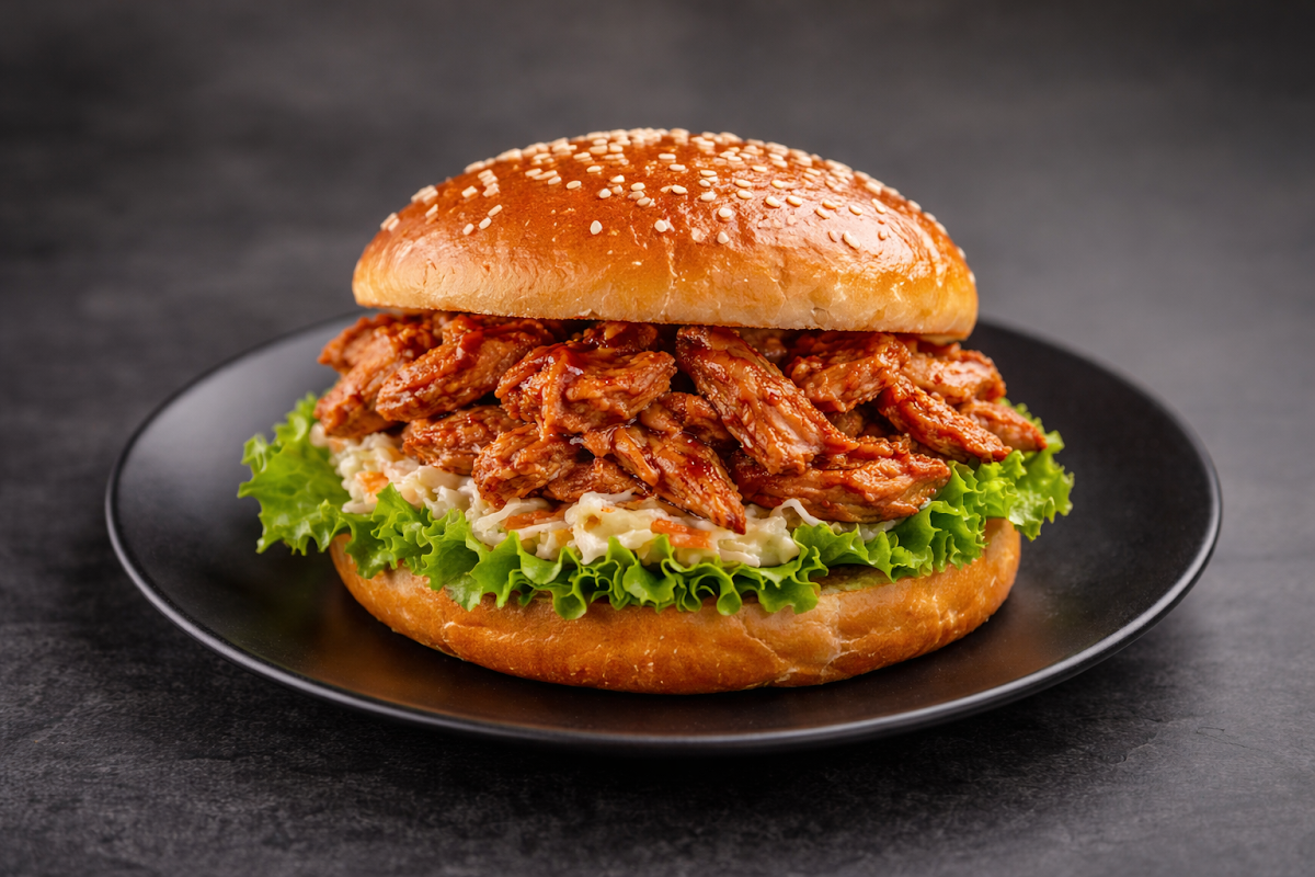Pulled Charcoal Chicken Burger, Cheeky Chookz
