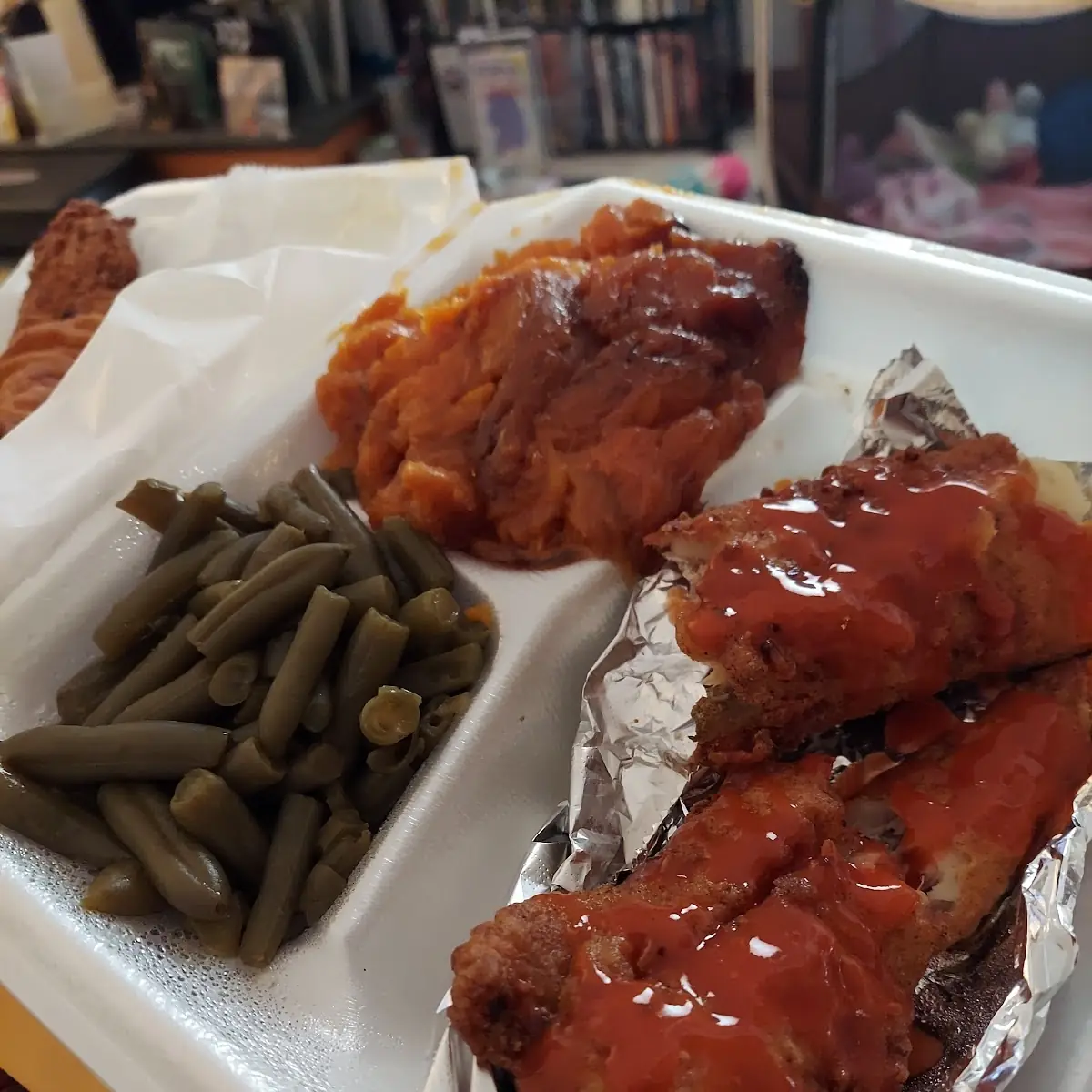 Fried Fish with String Beans and Cabbage