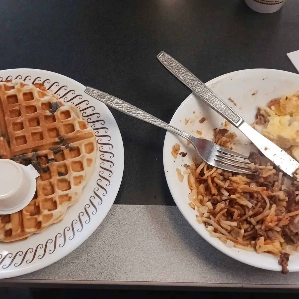 Patty Melt and a Blueberry Waffle
