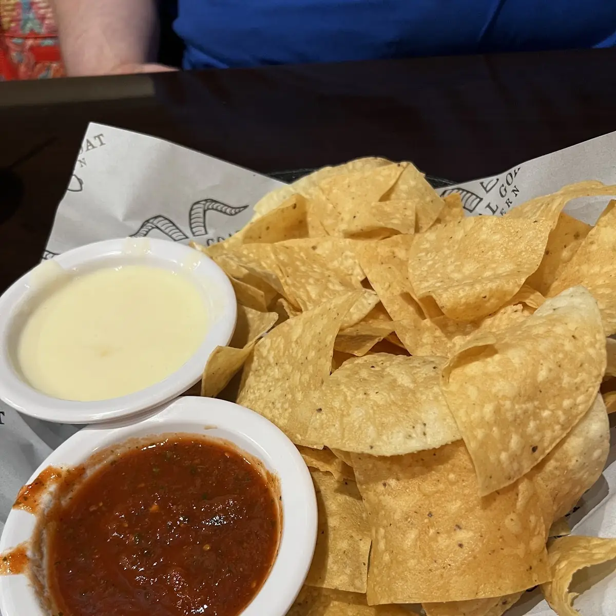 Salsa and Chips and Queso Cheese