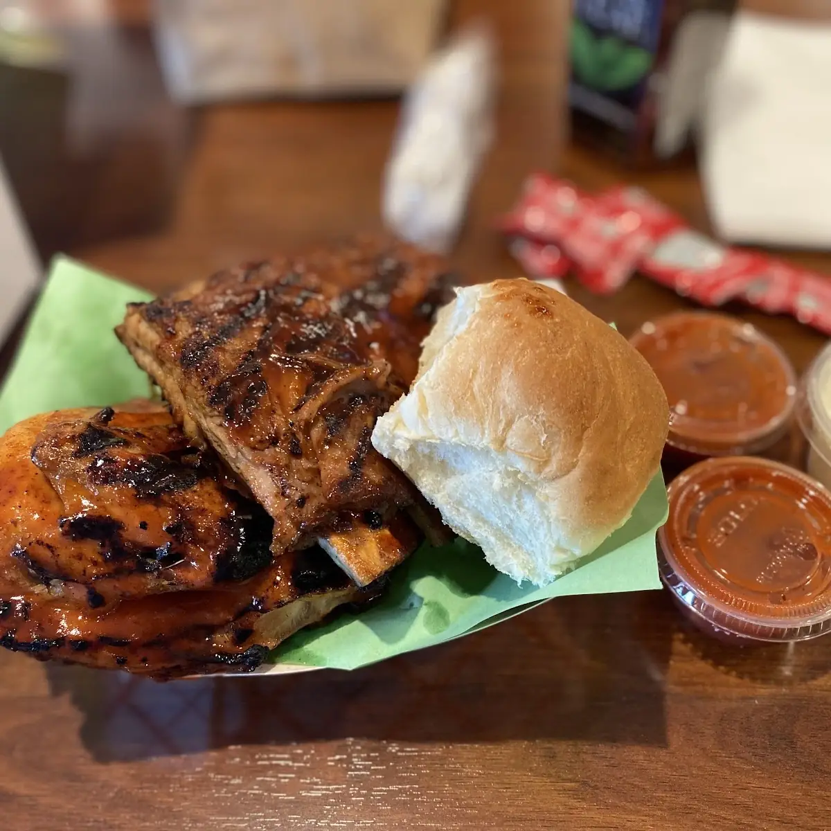 Ribs and BBQ Chicken Combination Plate