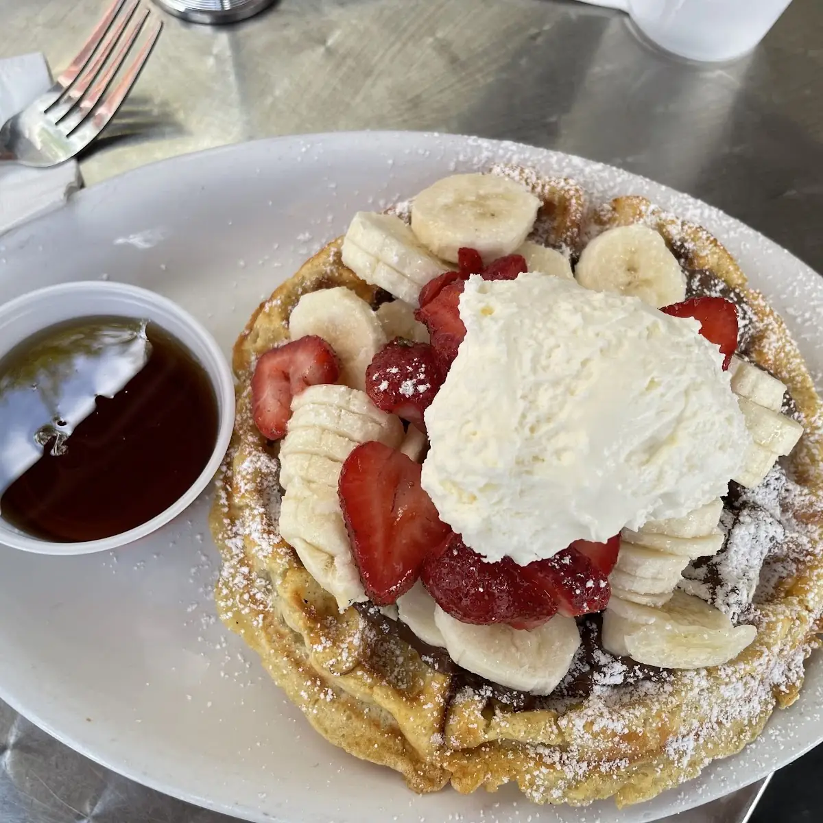 Belgian Waffles with Nutella and Fruits