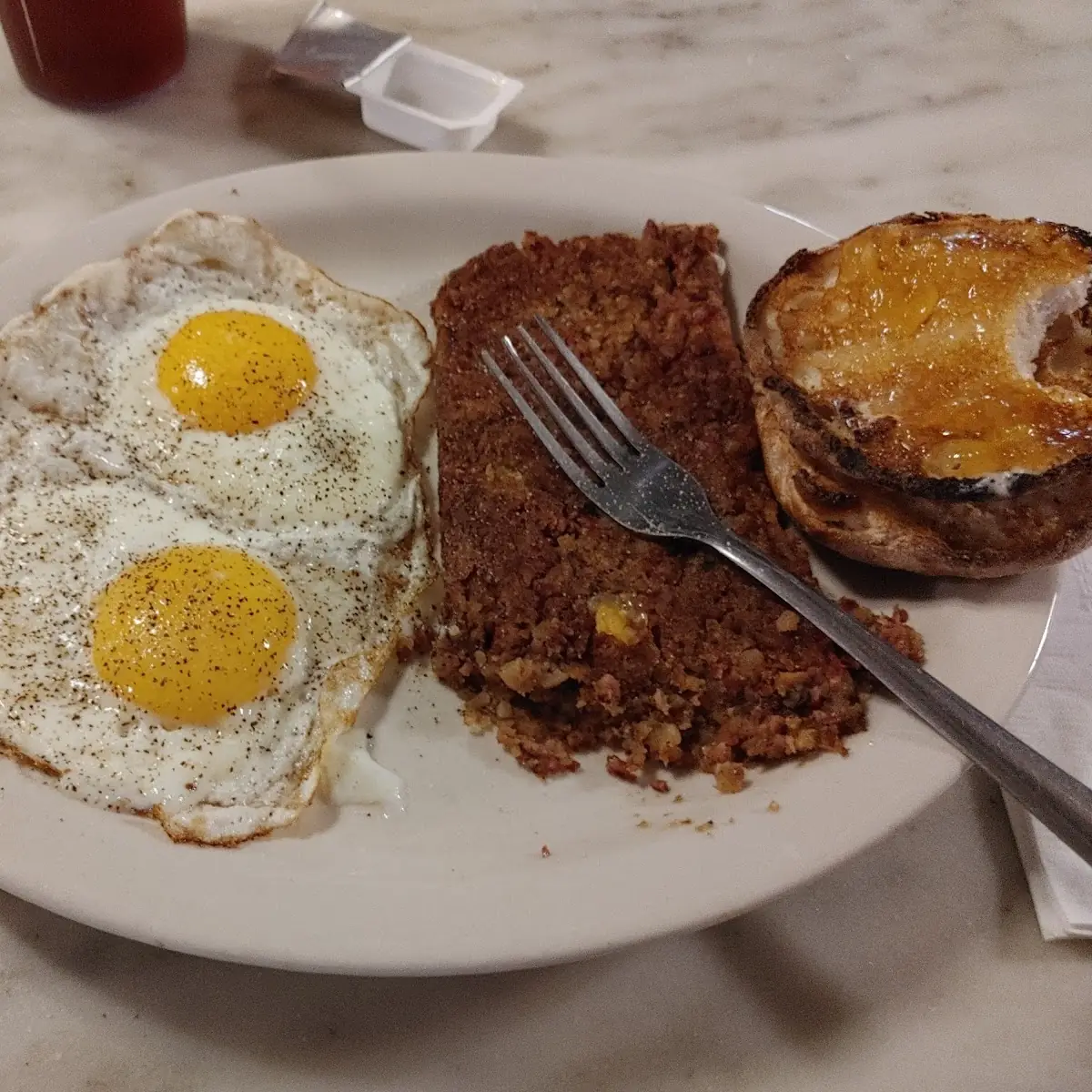 Corned Beef Hash Eggs and Toast