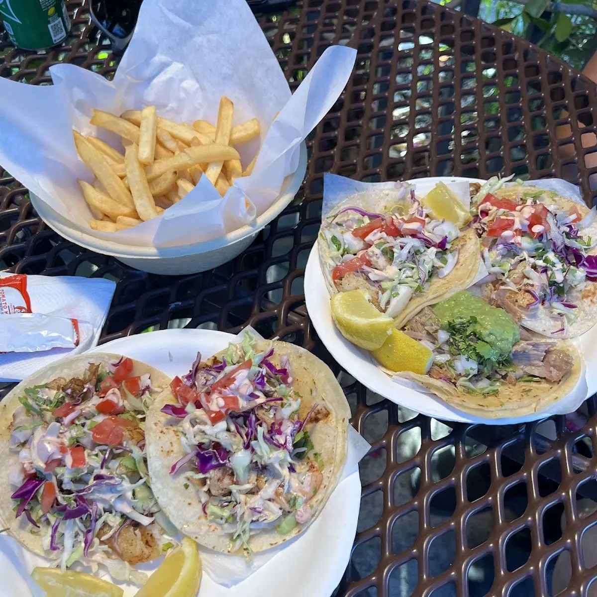Fish Shrimp and Carnitas Tacos
