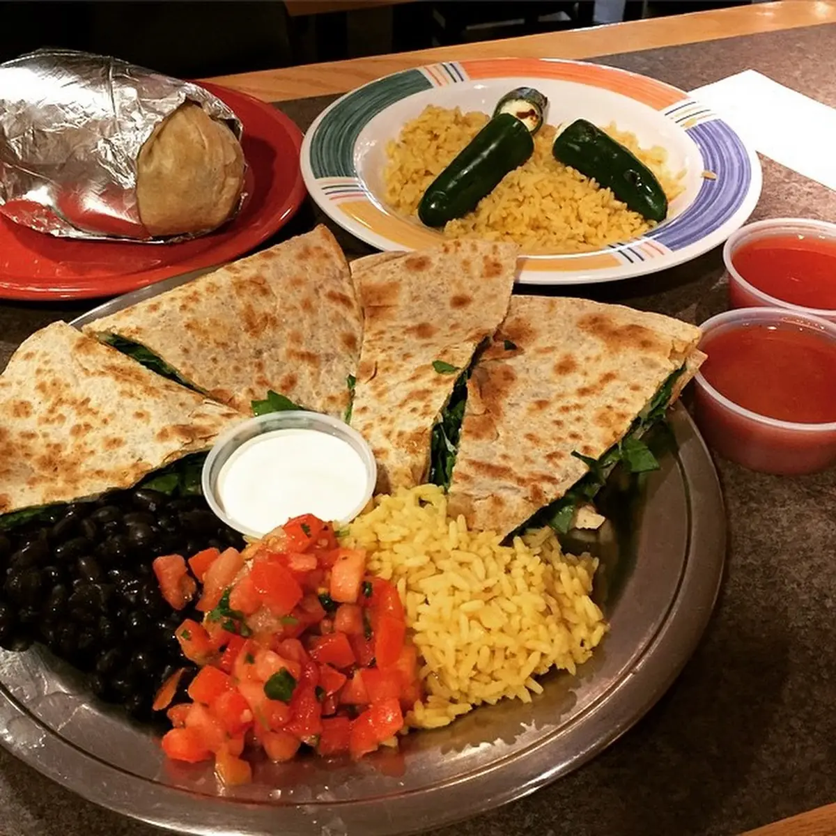 Steak Quesadilla with Sauteed Spinach